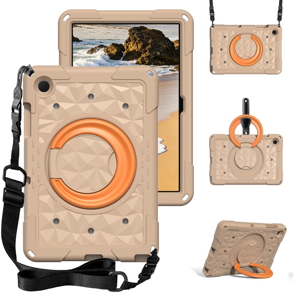 Decase Rugged Tablet Case for Samsung Galaxy Tab A11+ with 360° Rotating Ring Stand & Shoulder Strap,Shockproof Hard Stand Cover for Galaxy Tab A11+/A9+ 2025/2023,A