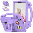 thumbnail image 1 of Decase Rugged Tablet Shell for Samsung Galaxy Tab A7 Lite 8.7 inch 2021 Model (SM-T220/T225/T227),Kids Friendly Shockproof Cute Cartoon Pattern With Handle & Multi-Viewing Rotating Stand,Purple, 1 of 7