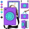 thumbnail image 1 of Decase Rugged Tablet Shell for Samsung Galaxy Tab A8 10.5 inch 2022 Model SM-X200/X205/X207,EVA Kids Friendly Heavy Cover With Ring Handle Grip Rotating Stand & Shoulder Strap for Samsung Tab A,Purple, 1 of 7