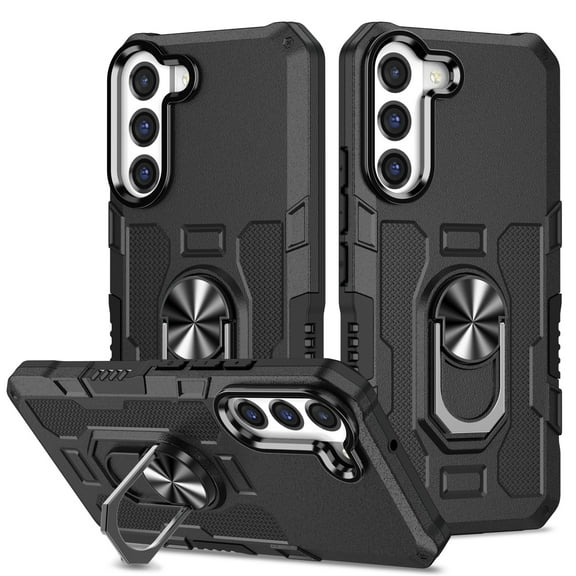 Decase for Samsung Galaxy A03S Case Military Grade Shockproof Built-in Magnetic with Ring Kickstand Holder Phone Case for Samsung Galaxy A03S (US Version), Black