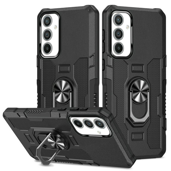 Decase for Samsung Galaxy A10s,Galaxy A10s Rugged Case Support Magnetic Car Mount Military Grade Drop Protection Heavy Duty Armor Phone Cover with 360° Ring Kickstand - Black