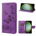 thumbnail image 1 of Decase for Samsung Galaxy A13 4G Wallet Card Holder Slots Case, Shockproof Kickstand Wrist Strap Butterfly Floral Embossed PU Leather Flip Cover,purple, 1 of 1