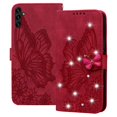 thumbnail image 1 of Decase Samsung Galaxy A14 5G Phone Case, Glitter Bling Diamond Butterfly Magnetic Shockproof Magnetic Case Flip Embossing PU Leather Wallet Case for Samsung Galaxy A14 5G,Red, 1 of 8