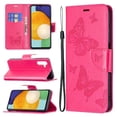 thumbnail image 1 of Decase for Samsung Galaxy A14 5G, Shockproof Premium Leather Flip Wallet Card Slots Magnetic Stand Protective Ultra Slim Butterfly Patterned Case with Lanyard Embossed Flip Cover, Red, 1 of 6