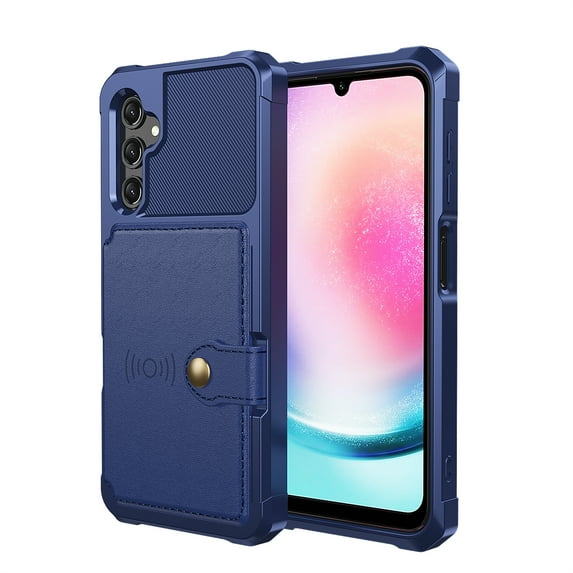 Decase for Samsung Galaxy A15 Wallet Case with Credit Card Slot,Slim Rugged Shockproof Anti-Scratch Drop Proof PU Leather Protective Phone Cover Case,Support Magnetic Car Mount,Darkblue