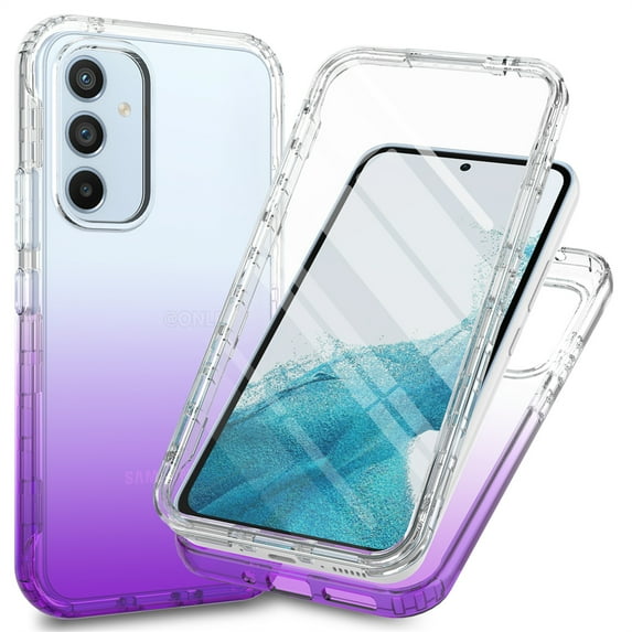 Decase for Samsung Galaxy A24 Two-layer Protection Case,Built-in Screen Protector,Slim Shockproof Anti-Scratch TPU Bumper Drop Proof Protective Clear Gradient Phone Case Cover,Purple