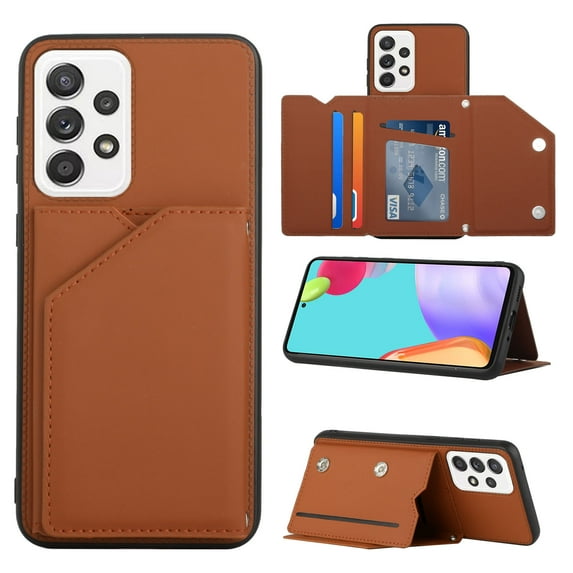 Decase for Samsung Galaxy A53 5G 2022 Card Holder Wallet Cover Stand Folio Flip Stand Leather Cell Accessories Gaxaly A53 G5 Galaxies 53A SM A536U Cases Women Men,Brown