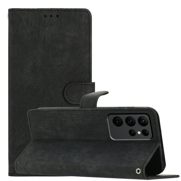 Decase for Samsung Galaxy A54 5G Case with Wristband Strap,Premium PU Leather Ultra Slim Wallet Card Slots Cover Retro Lightweight Anti-Scratch Protective Phone Shell - Black