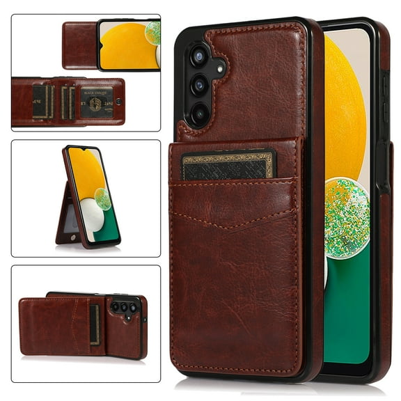 Decase for Samsung Galaxy A54 Wallet Case with Card Holder, PU Leather Kickstand Card Slots Case, Double Magnetic Clasp and Durable Shockproof Cover 5G 6.5 Inch, Brown