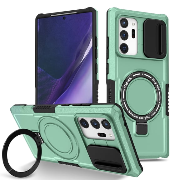 Decase for Samsung Galaxy Note 20 Ultra Case with Slide Cover,Compatible with Mag-Safe,with Magnetic Ring Kickstand, Military Grade Heavy Duty Case for Galaxy Note 20 Ultra 6.9",Lightgreen
