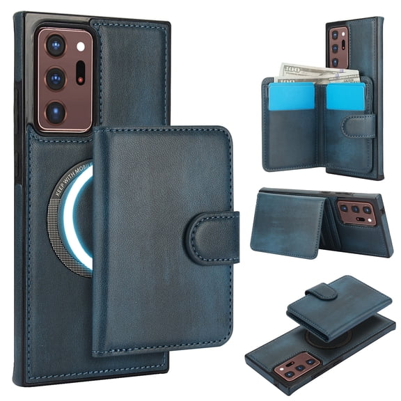 Decase for Samsung Galaxy Note 20 Ultra Flip PU Leather Back Cover with 2-in-1 Detachable Magnetic Wallet with 5 Card Slots Compatible Mag-Safe and RFlD Blocking Kickstand & Wireless Charging,Blue