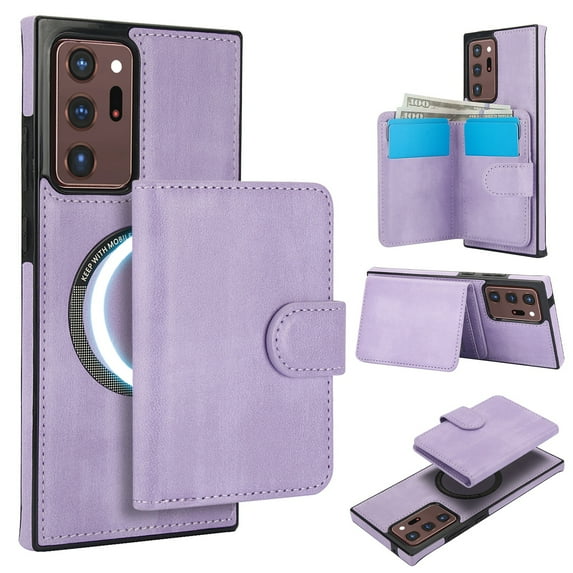 Decase for Samsung Galaxy Note 20 Ultra Flip PU Leather Back Cover with 2-in-1 Detachable Magnetic Wallet with 5 Card Slots Compatible Mag-Safe and RFlD Blocking Kickstand & Wireless Charging,Purple