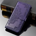 thumbnail image 1 of Decase for Samsung Galaxy Note 20 Ultra Wallet Case, Shockproof PU Leather Emboss Floral Flower Wrist Strap Folio Magnetic Kickstand Card Slots Protective Cover, purple, 1 of 1