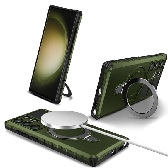 Decase for Samsung Galaxy S20 FE Ring Stand Case, Military-Grade Protection Compatatible with MagSafe Slim Shockproof Magnetic Phone Grip with Adjustable Stand Phone Case, darkgreen
