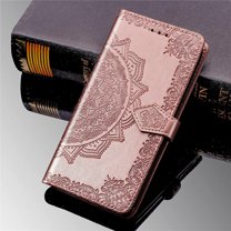 Decase for Samsung Galaxy S20 FE Wallet Case, Shockproof PU Leather Emboss Floral Flower Wrist Strap Folio Magnetic Kickstand Card Slots Protective Cover, rosegold