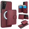 thumbnail image 1 of Decase for Samsung Galaxy S21 Flip PU Leather Back Cover with 2-in-1 Detachable Magnetic Wallet with 5 Card Slots Compatible Mag-Safe and RFlD Blocking Kickstand and Wireless Charging,Winered, 1 of 5