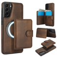 thumbnail image 1 of Decase for Samsung Galaxy S21 Flip PU Leather Back Cover with 2-in-1 Detachable Magnetic Wallet with 5 Card Slots Compatible Mag-Safe and RFlD Blocking Kickstand and Wireless Charging,Brown, 1 of 5
