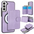 thumbnail image 1 of Decase for Samsung Galaxy S22 Flip PU Leather Back Cover with 2-in-1 Detachable Magnetic Wallet with 5 Card Slots Compatible Mag-Safe and RFlD Blocking Kickstand and Wireless Charging,Purple, 1 of 5