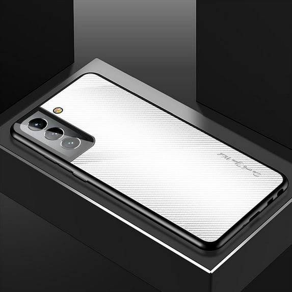 Decase Samsung Galaxy S22 Ultra Case, Tempered Glass Gradient Color Pattern+TPU Frame Hybrid Slim Anti-Scratch Anti-Drop Cover,White