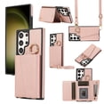 thumbnail image 1 of Decase for Samsung Galaxy S22 Ultra Crossbody Wallet Case,with Credit Card Slot Strand,Built-in Mirror,Slim Shockproof Anti-Fall with Shoulder Strap Lanyard Ring Holder Case Cover,Rosegold, 1 of 8