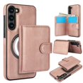 thumbnail image 1 of Decase for Samsung Galaxy S23 Flip PU Leather Back Cover with 2-in-1 Detachable Magnetic Wallet with 5 Card Slots Compatible Mag-Safe and RFlD Blocking Kickstand and Wireless Charging,Rosegold, 1 of 3