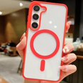 thumbnail image 1 of Decase for Samsung Galaxy S23 Magnetic Case, Crystal Clear Case for Galaxy S23, Compatible with MagSafe & Military Grade Protection Hard PC Back with Soft Bumper,Red, 1 of 5