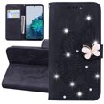 thumbnail image 1 of Decase Samsung Galaxy S23 Plus 6.6 inch Phone Case, Glitter Bling Diamond Butterfly Magnetic Shockproof Case Flip Embossing PU Leather Wallet Case for Samsung Galaxy S23+ 5G, Black, 1 of 6