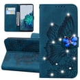 thumbnail image 1 of Decase Samsung Galaxy S23 Plus 6.6 inch Phone Case, Glitter Bling Diamond Butterfly Magnetic Shockproof Case Flip Embossing PU Leather Wallet Case for Samsung Galaxy S23+ 5G, Blue, 1 of 6