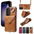 thumbnail image 1 of Decase for Samsung Galaxy S23 Plus Case Wallet with Card Holder,Magnetic Closure Shockproof Protective Phone Cover with Crossbody Strap & Ring Kickstand Retro PU Leather Case for Women Men,Brown, 1 of 12