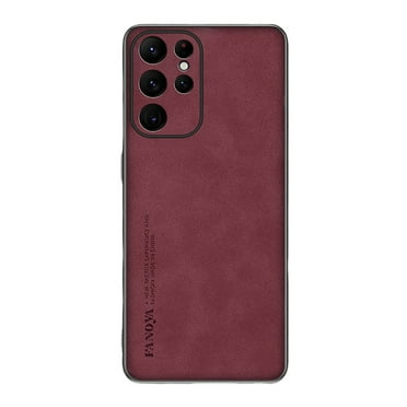 Decase for Samsung Galaxy S23,Samsung S23 Slim Case Premium PU Leather Hybrid Scratch-resistant Phone Cover with Camera Lens Protector,Business Lightweight Case for Galaxy S23,Winered