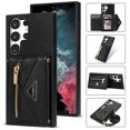 thumbnail image 1 of Decase Samsung Galaxy S23 Ultra 6.8" Crossbody Wallet Case with Card Holder for Women,Leather Magnetic Zipper Purse Back Case with Card Slot Kickstand Shoulder Strap, Black, 1 of 9