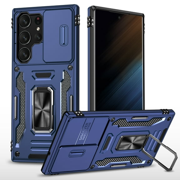 Decase Samsung Galaxy S23 Ultra Case with Slide Camera Cover Protection,Shockproof Armor Rugged Hybrid Ring Kickstand Magnetic Heavy Duty Phone Cover Case for Samsung Galaxy S23 Ultra, Navyblue