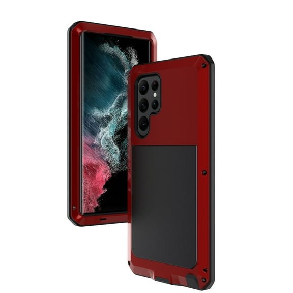 Decase for Samsung Galaxy S23 Ultra Metal Case Heavy Duty Military Grade Armor Cover [Shockproof] Hybrid Full Body Hard Aluminum & TPU Design [Non Slip] for Samsung Galaxy S23 Ultra, Red