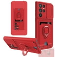 thumbnail image 1 of Decase for Samsung Galaxy S23 Ultra Multi-Functional Case,Heavy Duty Shockproof Slide Camera Lens Protector Phone Cover [Support Magnetic Car Mount] with Ring Stand & Card Slot,Red, 1 of 5