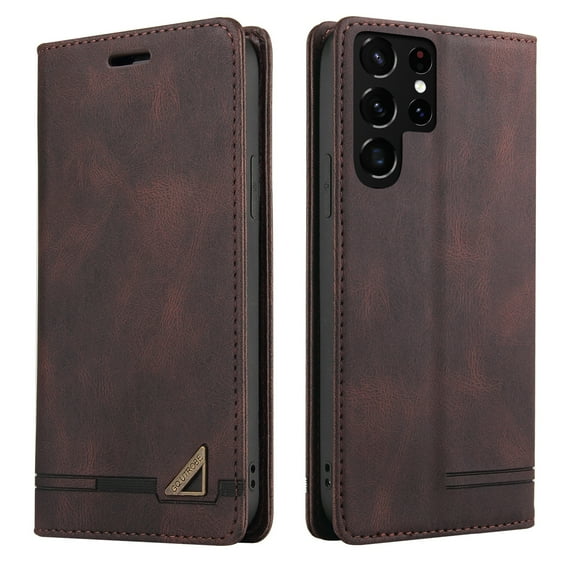 Decase for Samsung Galaxy S23 Ultra Wallet Leather Case, Book Folding Flip Case with Kickstand Credit Card Slot Magnetic Closure Protective Cover for Samsung Galaxy S23 Ultra 6.8 inch - Brown