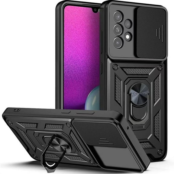 Decase for Samsung Galaxy S24 Case with Tempered Glass Screen Protector,Heavy Duty Full Body Military Grade Shockproof Phone Case Slide Camera Lens Protector Cover for Galaxy S24,Black
