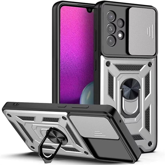 Decase for Samsung Galaxy S24 Case with Tempered Glass Screen Protector,Heavy Duty Full Body Military Grade Shockproof Phone Case Slide Camera Lens Protector Cover for Galaxy S24,Silver