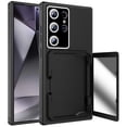 thumbnail image 1 of Decase for Samsung Galaxy S24,Galaxy S24 Wallet Case Built-in Mirror Makeup & 4 Card Slots Holder Military Grade Rugged Cover Case with Camera Lens Protector,Black, 1 of 7