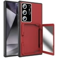 thumbnail image 1 of Decase for Samsung Galaxy S24,Galaxy S24 Wallet Case Built-in Mirror Makeup & 4 Card Slots Holder Military Grade Rugged Cover Case with Camera Lens Protector,Red, 1 of 7