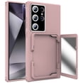 thumbnail image 1 of Decase for Samsung Galaxy S24,Galaxy S24 Wallet Case Built-in Mirror Makeup & 4 Card Slots Holder Military Grade Rugged Cover Case with Camera Lens Protector,Rosegold, 1 of 7