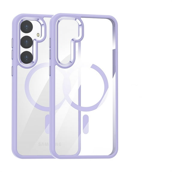Decase Samsung Galaxy S24 Military Grade Protection Case,Compatible with MagSafe,Slim Shockproof Anti-Scratch Crystal Transparent Non-Yellowing Anti-Fingerprint PC Back Cover Case,Lightpurple
