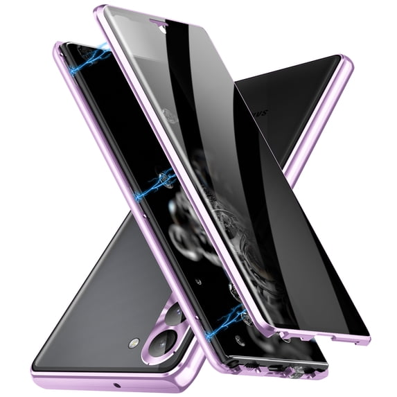 Decase for Samsung Galaxy S24 Plus Anti Peep Phone Case with Lock,360 Degree Magnetic Front and Back Privacy Tempered Glass Metal Bumper Camera Lens Protection Cover for Samsung S24 Plus,Purple
