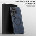 thumbnail image 1 of Decase for Samsung Galaxy S24 Plus Compatible with MagSafe Case,with Camera Lens Protector,Luxury PU Leather Shockproof Drop Protection Anti-Fingerprint Support Magnetic Car Mount Cover,Blue, 1 of 1