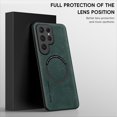 thumbnail image 1 of Decase for Samsung Galaxy S24 Plus Compatible with MagSafe Case,with Camera Lens Protector,Luxury PU Leather Shockproof Drop Protection Anti-Fingerprint Support Magnetic Car Mount Cover,Green, 1 of 1