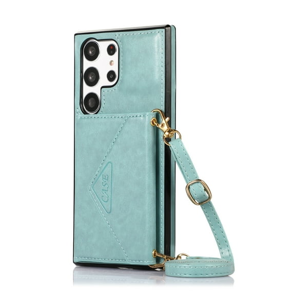 Decase Samsung Galaxy S24 Plus Wallet Case with Crossbody Lanyard Strap,Elegant Style Magnetic Buckle Leather Back Flip Card Holder Ultra Thin Phone Cover for Samsung Galaxy S24 Plus,Mint