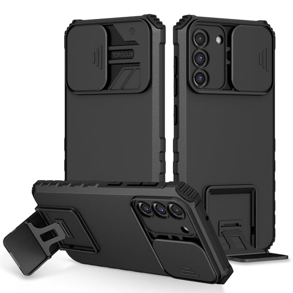 Decase for Samsung Galaxy S24 Rugged Case with Slid Camera Cover and Hidden Kickstand,Military Grade Drop Protection Shockproof Phone Shell Galaxy S24 Women Men Case,Black