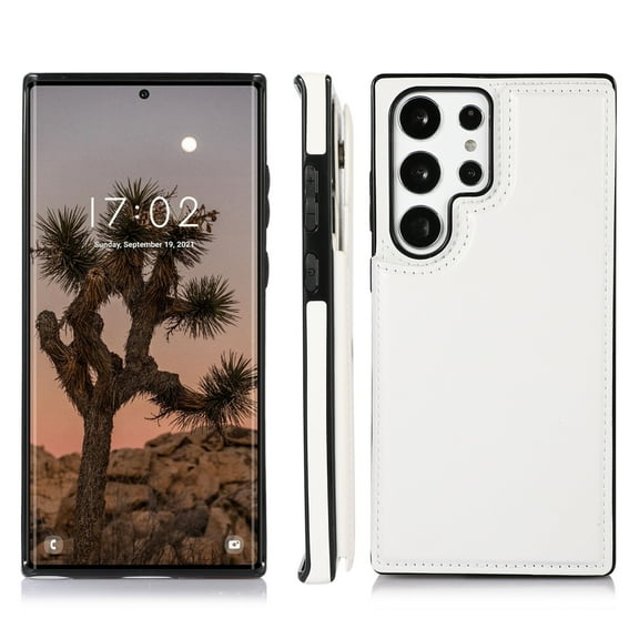 Decase for Samsung Galaxy S24 Ultra 2024 New Case Wallet,Ultra Thin Scratch-resistant Leather Cover Retro Shockproof Magnetic Clasp Card Case Shell p0for Galaxy S24 Ultra,White