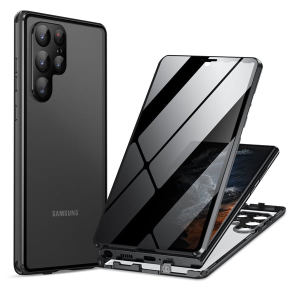 Decase for Samsung Galaxy S24 Ultra Anti Peeping Case Built-in Privacy Screen Protector,360 Protection Double-Sided Protective Case Cover with Security Lock Skin-Feel Slim Phone Case,Black