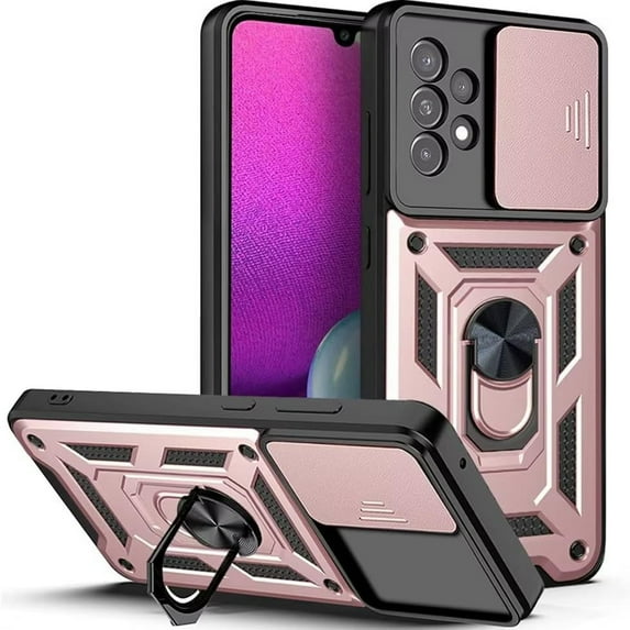 Decase for Samsung Galaxy S24 Ultra Case with Tempered Glass Screen Protector,Heavy Duty Full Body Military Grade Shockproof Phone Case Slide Camera Lens Protector Cover for Galaxy S24 Ultra,Rosegold