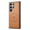 thumbnail image 1 of Decase for Samsung Galaxy S24 Ultra, [Compatible with Mag-Safe] Premium PU Leather Shockproof Rugged Bumper Case Support Magnetic Car Mount Ultra Thin Magnetic Phone Shell - Khaki, 1 of 5